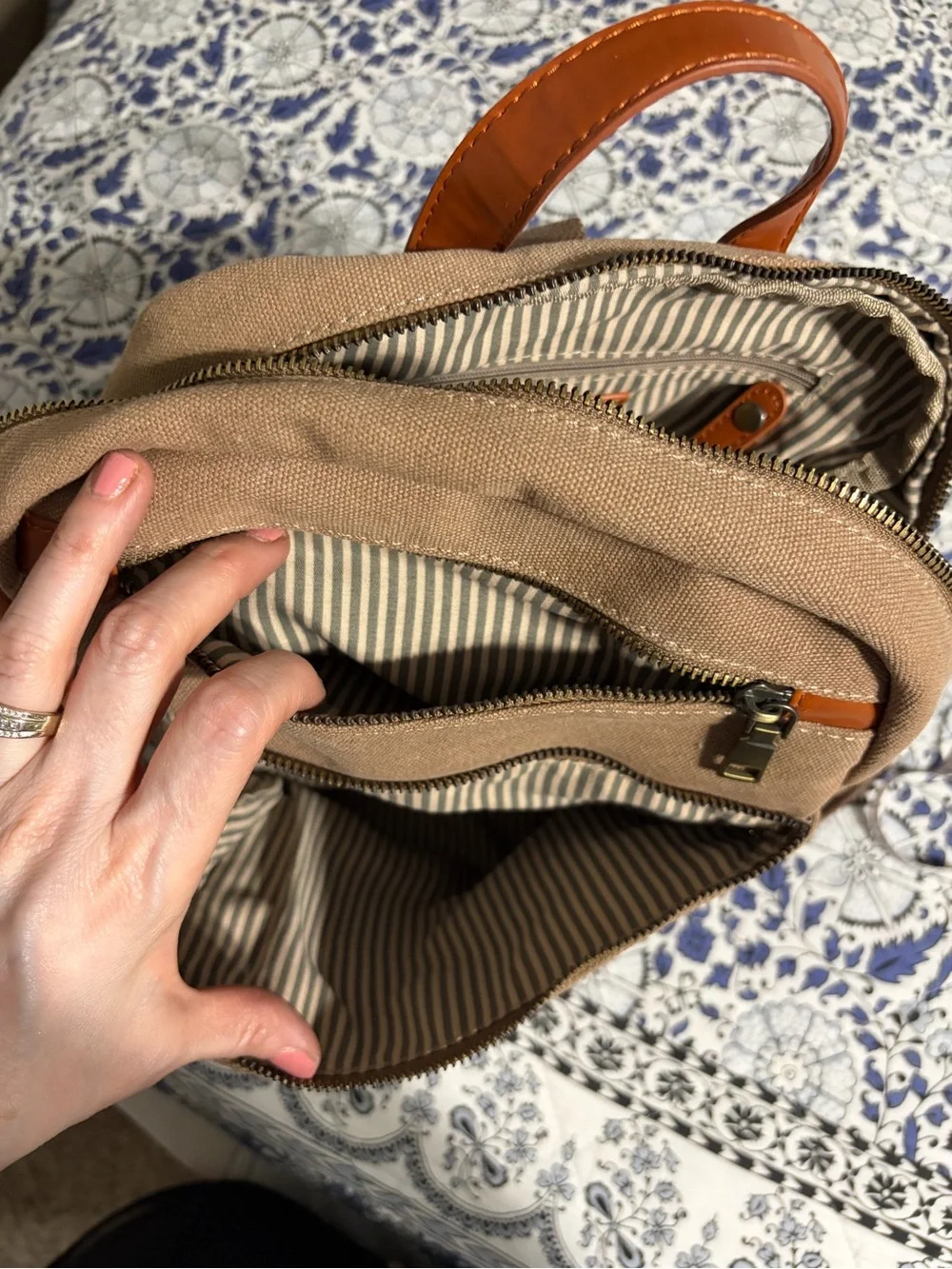 NWOT Antik Kraft backpack satchel bag purse neutral canvas versatile